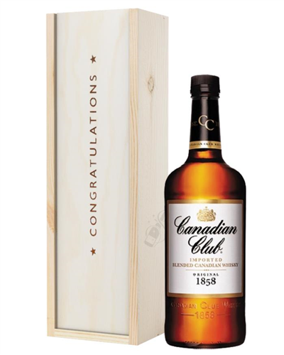 Canadian Club Whisky Congratulations Gift In Wooden Box