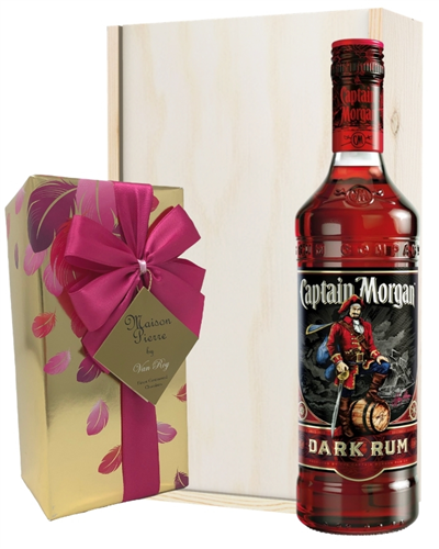 Captain Morgan Dark Rum And Chocolates Gift Set