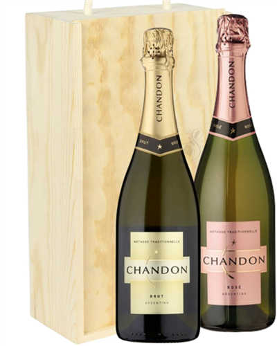 Chandon Sparkling Two Bottle Wine Gift in Wooden Box