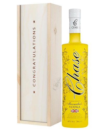 Chase Eureka Lemon Marmalade Vodka Congratulations Gift In Wooden Box