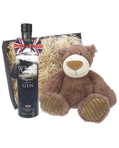 Chase Gin And Teddy Bear Gift Basket