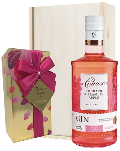 Chase Rhubarb and Bramley Apple Gin And Chocolates Gift Set