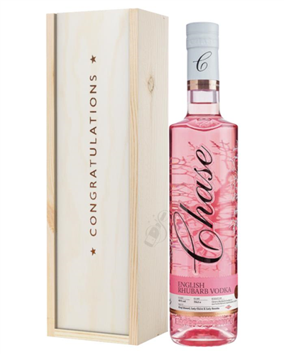 Chase Rhubarb Vodka Congratulations Gift In Wooden Box