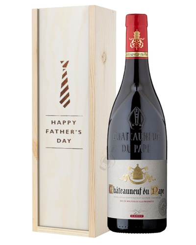 Chateauneuf Du Pape Red Wine Fathers Day Gift In Wooden Box