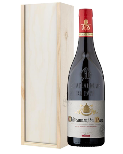 Chateauneuf Du Pape Red Wine Gift in Wooden Box