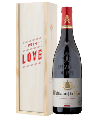 Chateauneuf Du Pape Red Wine Valentines With Love Special Gift Box