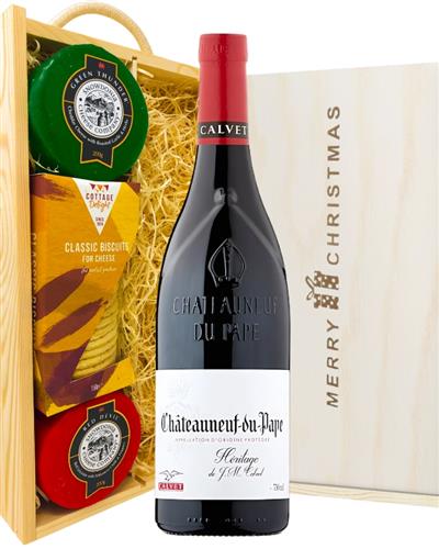 Chateauneuf Du Pape Wine and Cheese Christmas Hamper