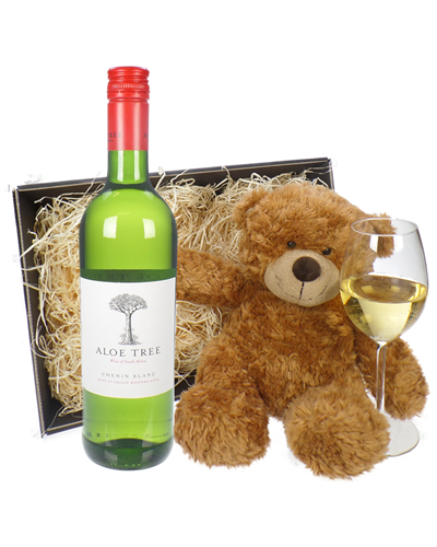 Chenin Blanc White Wine and Teddy Bear Gift Basket