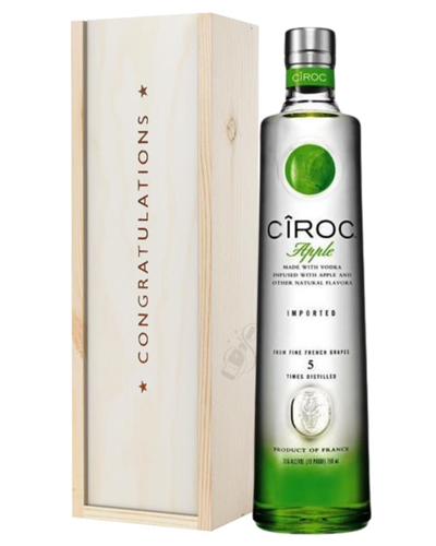 Ciroc Apple Vodka Congratulations Gift In Wooden Box
