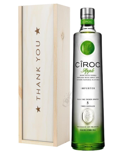Ciroc Apple Vodka Thank You Gift In Wooden Box