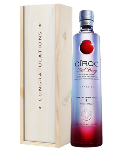 Ciroc Red Berry Vodka Congratulations Gift In Wooden Box