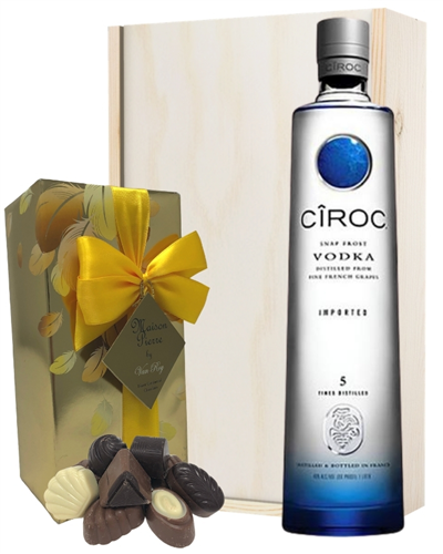 Ciroc Vodka And Chocolates Gift Set in Wooden Box