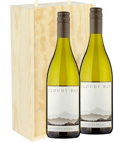 Cloudy Bay Sauvignon Blanc Two Bottle Wine Gift in Wooden Box