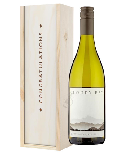 Cloudy Bay Sauvignon Blanc White Wine Congratulations Gift In Wooden Box