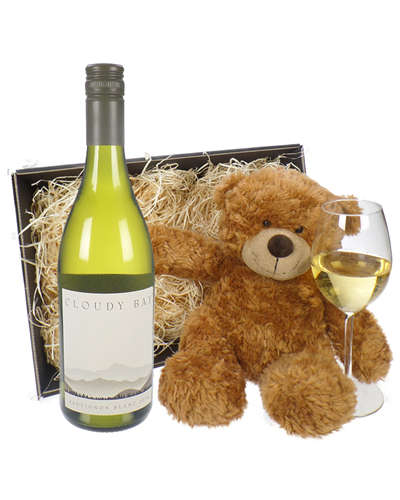Cloudy Bay Sauvignon Blanc Wine and Teddy Bear Gift Basket