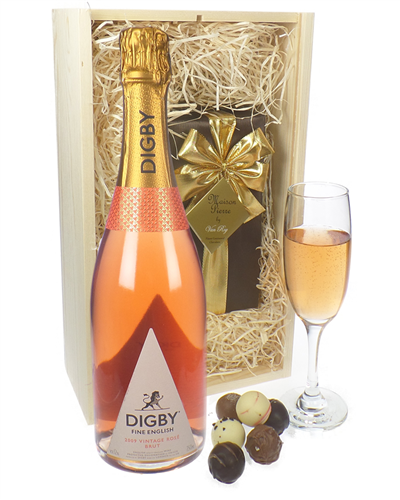 English Sparkling Rose Wine And Belgian Chocolates