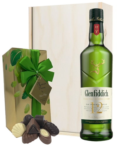 Glenfiddich Malt And Chocolates Gift Set in Wooden Box