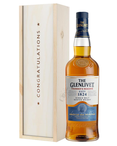 Glenlivet Founders Reserve Single Malt Whisky Congratulations Gift In Wooden Box