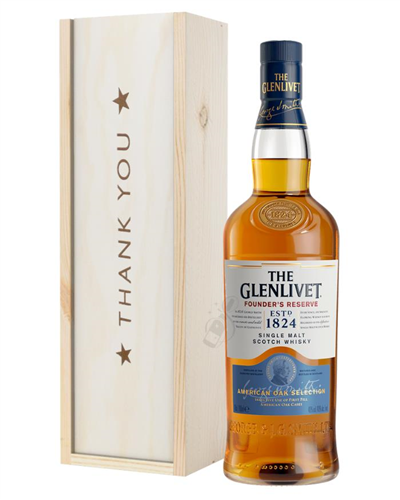 Glenlivet Founders Reserve Single Malt Whisky Thank You Gift In Wooden Box