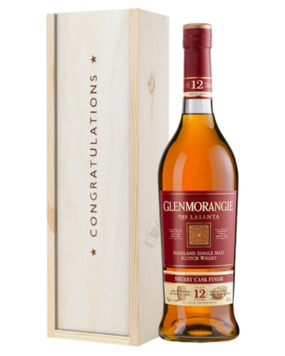 Glenmorangie Lasanta Single Malt Whisky Congratulations Gift In Wooden Box