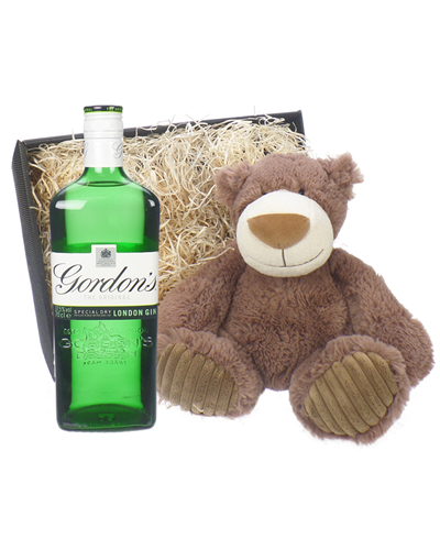 Gordons Gin and Teddy Bear Gift Basket