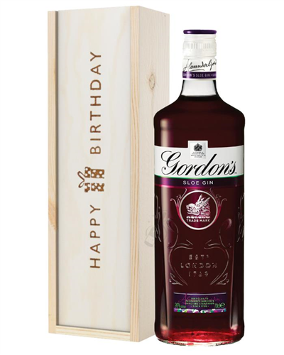 Gordons Sloe Gin Birthday Gift In Wooden Box