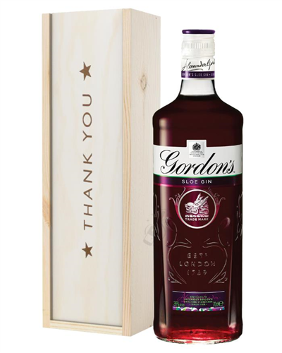 Gordons Sloe Gin Thank You Gift In Wooden Box