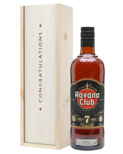 Havana Club 7 Year Old Rum Congratulations Gift In Wooden Box