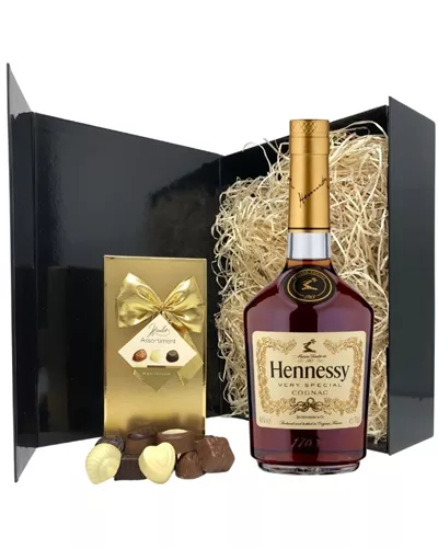 hennessy vs cognac and chocolates gift set in wooden box 693