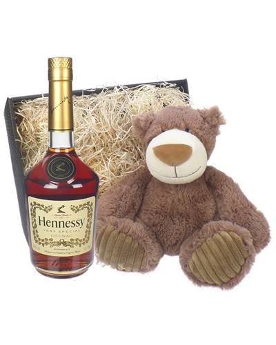 Hennessy VS Cognac and Teddy Bear Gift Basket