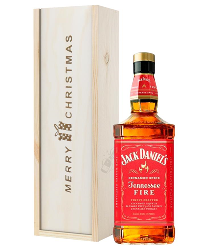 Jack Daniels Fire Whiskey Christmas Gift In Wooden Box