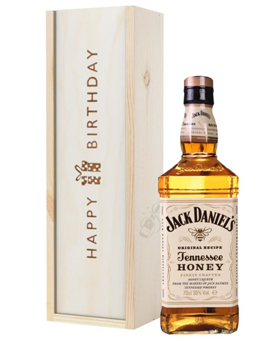 Jack Daniels Honey Whiskey Birthday Gift In Wooden Box