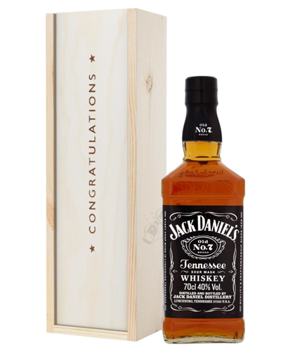 Jack Daniels Tennesse Whiskey Congratulations Gift In Wooden Box