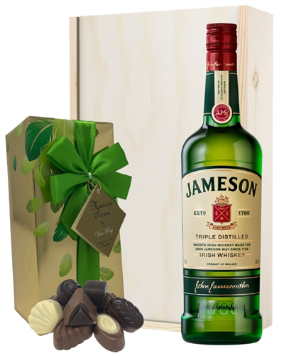 Jameson Whiskey and Chocolates Gift Set in Wooden Box