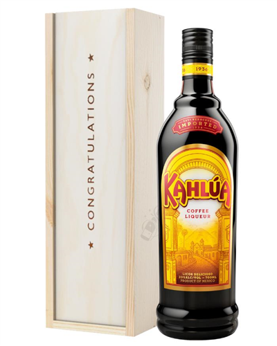 Kahlua Coffee Liqueur Congratulations Gift In Wooden Box