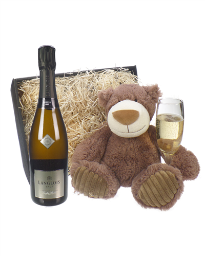 Langlois-Chateau Brut Sparkling Wine and Teddy Bear