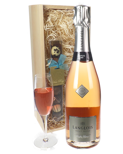 Langlois Rose Sparkling Wine And Chocolates Gift