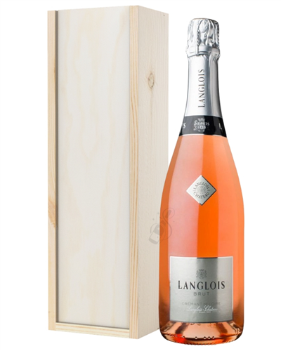 Langlois Sparkling Rose Wine Gift in Wooden Box