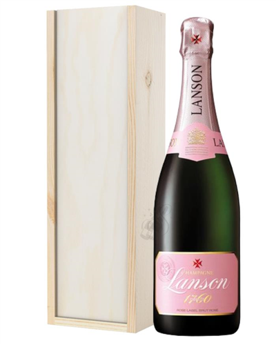 Lanson Rose Champagne Gift in Wooden Box