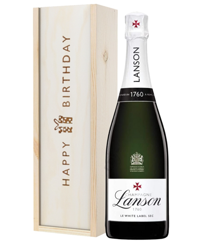 Lanson White Label Champagne Birthday Gift In Wooden Box
