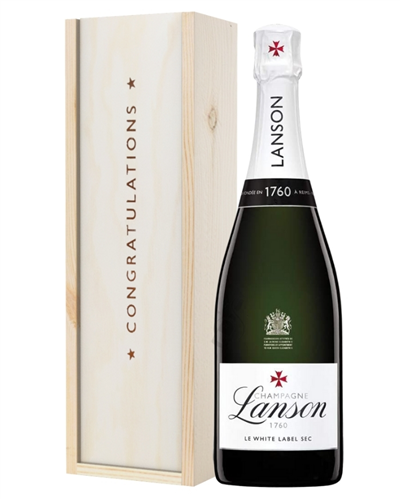 Lanson White Label Champagne Congratulations Gift In Wooden Box