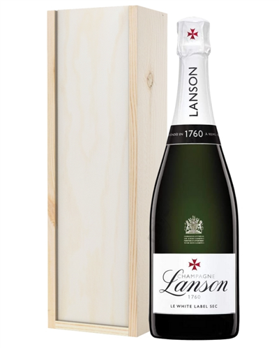Lanson White Label Champagne Gift in Wooden Box