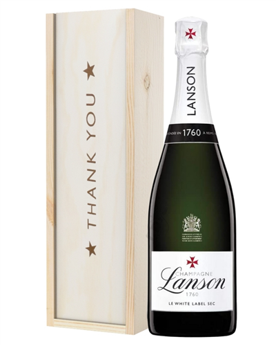 Lanson White Label Champagne Thank You Gift In Wooden Box