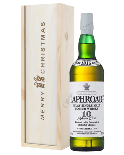 Laphroaig 10 Single Malt Whisky Christmas Gift In Wooden Box