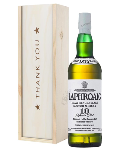 Laphroaig 10 Single Malt Whisky Thank You Gift In Wooden Box
