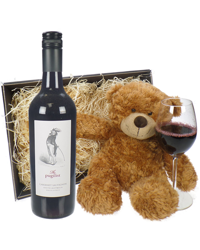 Limestone Coast Cabernet Sauvignon Red Wine and Teddy Bear Gift Basket