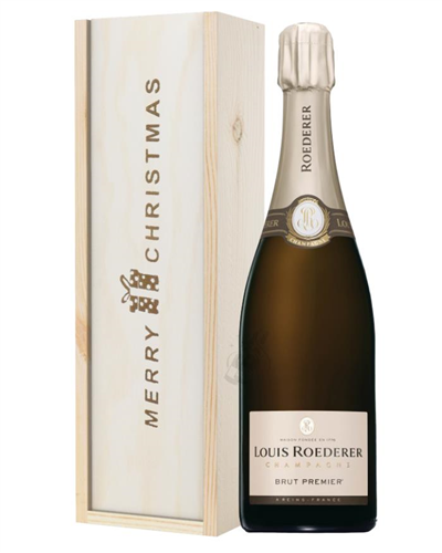 Louis Roederer Champagne Single Bottle Christmas Gift In Wooden Box