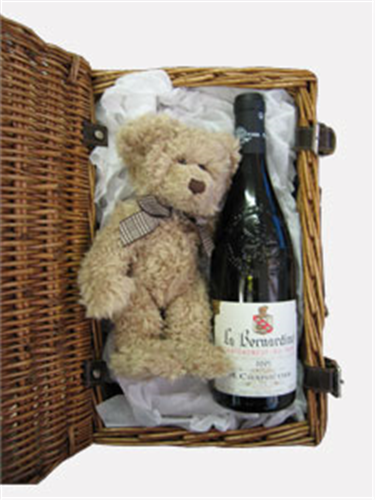 M Chapoutier La Bernardine Chateauneuf-du-pape Wine and Teddy Bear Gift Basket