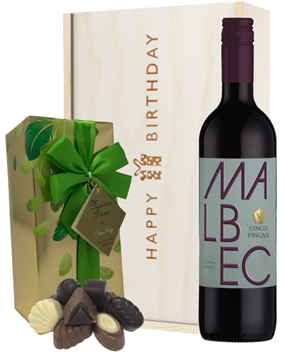 Malbec Wine and Chocolate Birthday Gift Box