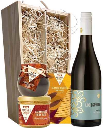 Merlot Red Wine And Gourmet Food Gift Box